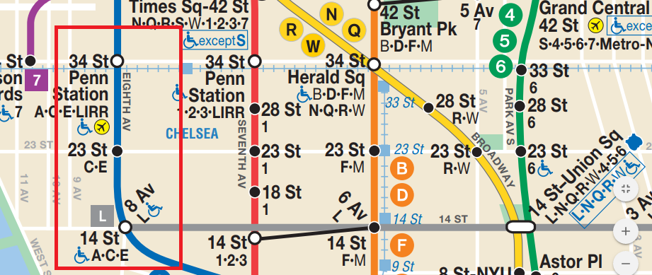 Extracto del plano del metro de Nueva York