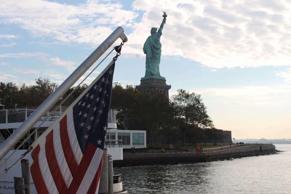 Estatua de la libertad desde el ferry. Liberty island