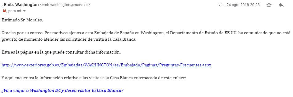 Email respuesta embajada española